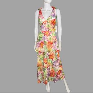 Julia Jordan Floral Tie Strap Tiered Maxi‎ Dress